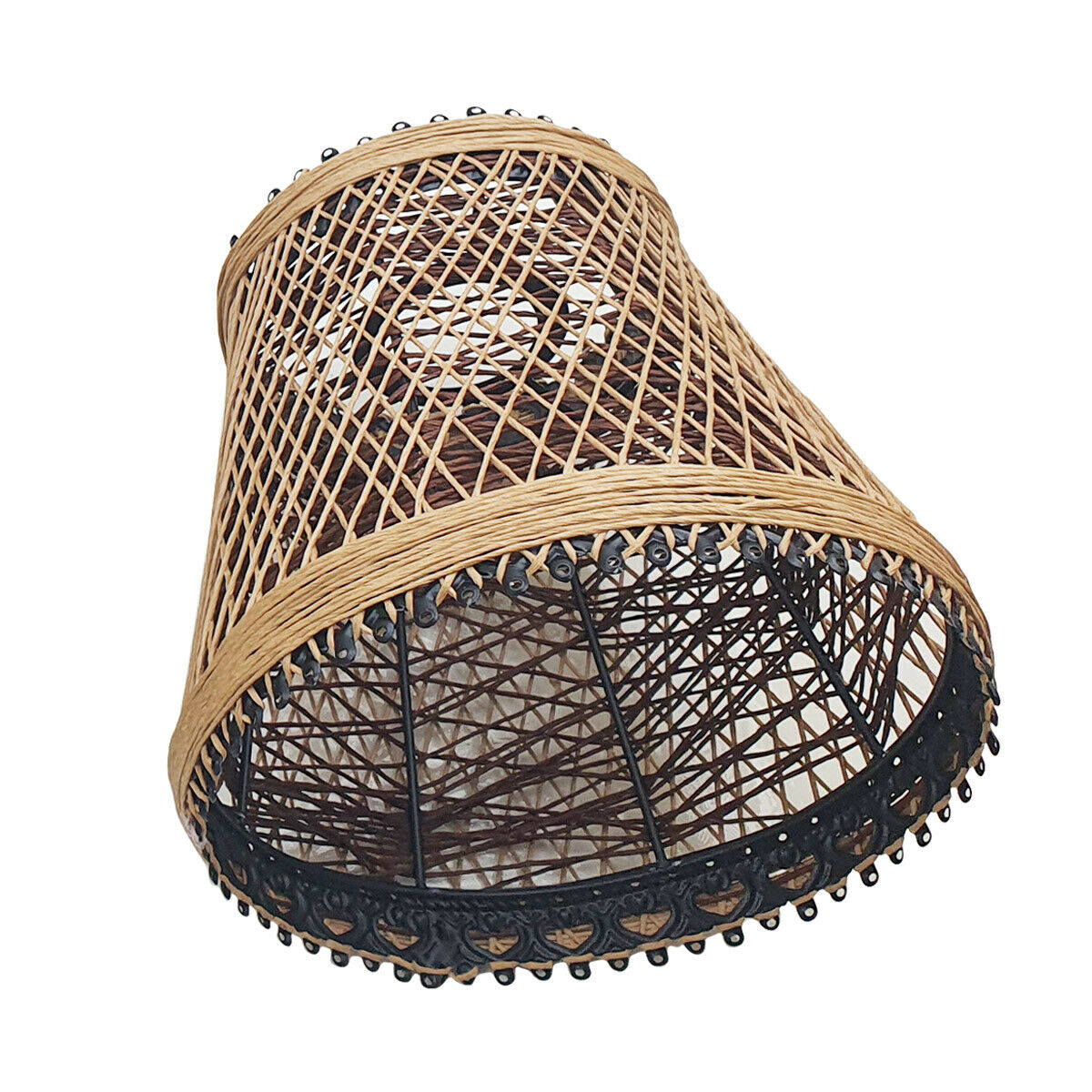 Woven Rattan Creative Lamp Cage With Free Reducer Plate ~1970