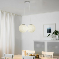 Modern Industrial Rattan Wicker Woven Ball Globe Pendant Light for Bedroom, Kitchen, Study Room