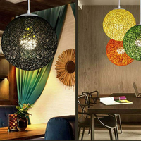 Modern Industrial Rattan Wicker Woven Ball Globe Pendant Light for Bedroom, Kitchen, Study Room