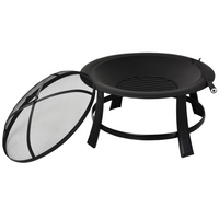 Outsunny Metal Large Firepit Bowl Outdoor Round Fire Pit - Versatile Fire Pit and BBQ Grill