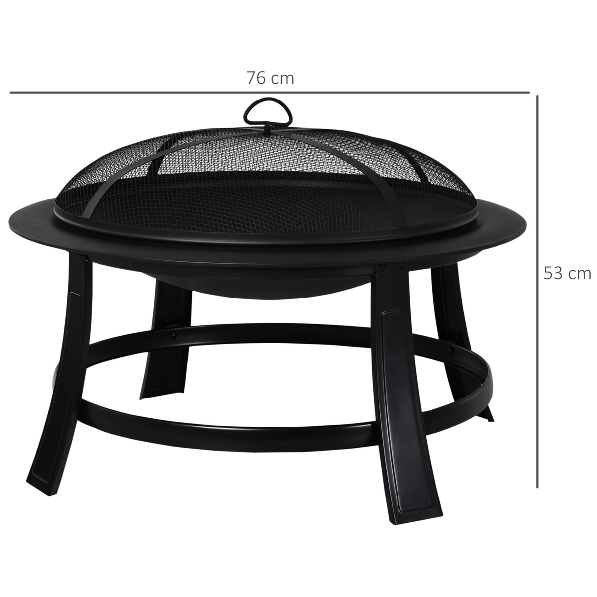 Outsunny Metal Large Firepit Bowl Outdoor Round Fire Pit - Versatile Fire Pit and BBQ Grill