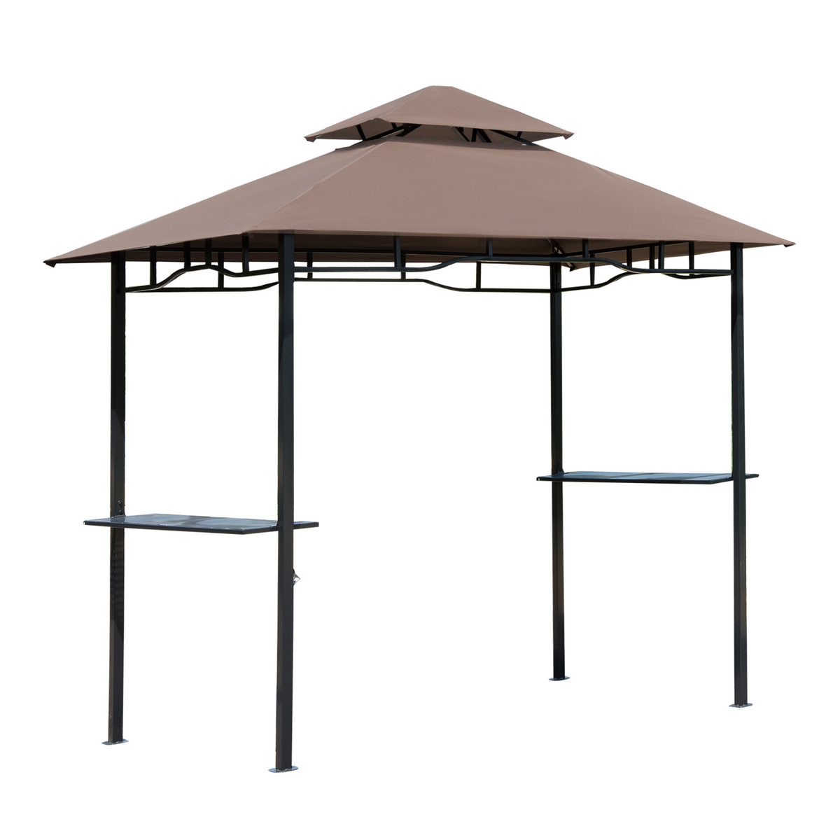 Outsunny 2.5M (8ft) New Double-Tier BBQ Gazebo Grill Canopy Barbecue Tent Shelter Patio Deck Cover - Coffee