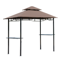 Outsunny 2.5M (8ft) New Double-Tier BBQ Gazebo Grill Canopy Barbecue Tent Shelter Patio Deck Cover - Coffee