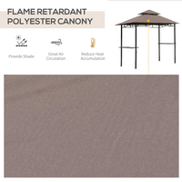 Outsunny 2.5M (8ft) New Double-Tier BBQ Gazebo Grill Canopy Barbecue Tent Shelter Patio Deck Cover - Coffee