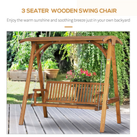 Outsunny 3 Seater Garden Swing Seat Wooden Swing Chair Hammock Bench Lounger with Canopy, Natural - Durable, Stylish, and Relaxing