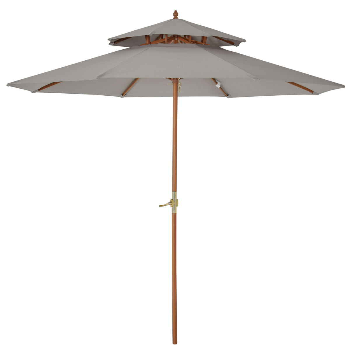 Outsunny 2.7m Patio Parasol Double Tier Garden Umbrella Grey