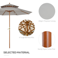 Outsunny 2.7m Patio Parasol Double Tier Garden Umbrella Grey