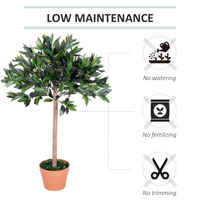 Outsunny 3ft Artificial Olive Tree Indoor Plant | Realistic Greenery for Home and Office | Low-Maintenance