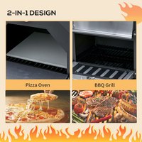 Outsunny Outdoor Garden Pizza Oven Charcoal BBQ Grill 3-Tier Freestanding | Stainless Steel Cooker