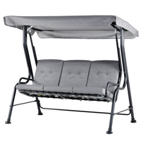 Outsunny 3 Seater Garden Swing Seat - Grey | Padded Hammock Canopy Porch Bench