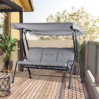 Outsunny 3 Seater Garden Swing Seat - Grey | Padded Hammock Canopy Porch Bench