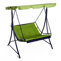 Outsunny Swing Chair Bed Canopy - Green | 2 Person Double Hammock Garden Bench Rocking Sun Lounger Outdoor Backyard Furniture with Cushion