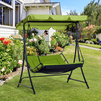 Outsunny Swing Chair Bed Canopy - Green | 2 Person Double Hammock Garden Bench Rocking Sun Lounger Outdoor Backyard Furniture with Cushion