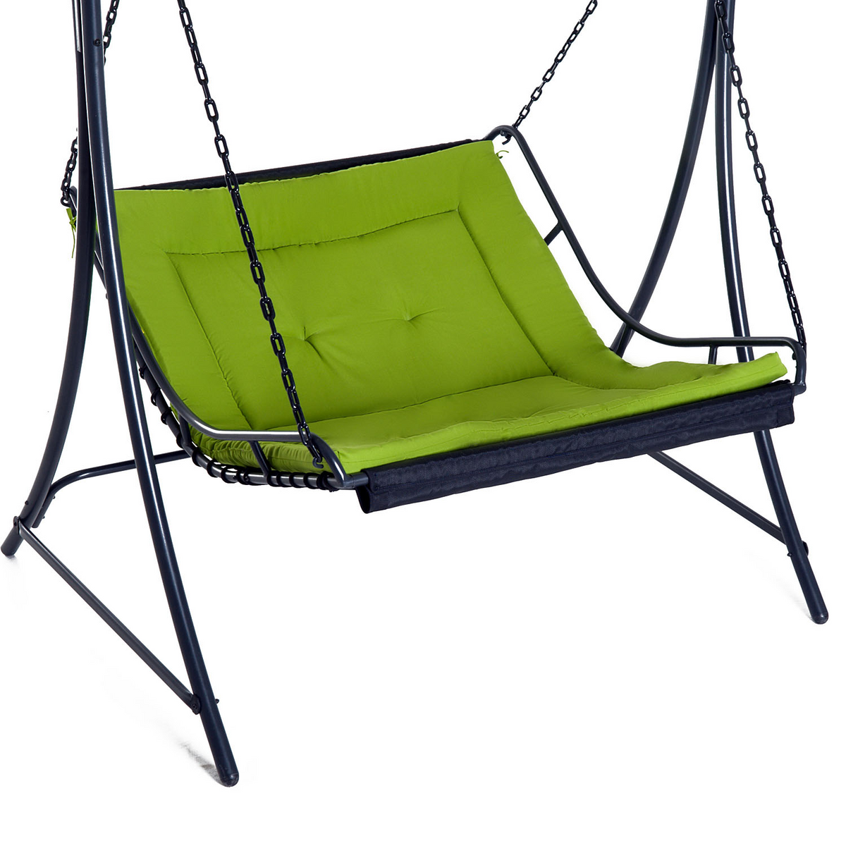 Outsunny Swing Chair Bed Canopy - Green | 2 Person Double Hammock Garden Bench Rocking Sun Lounger Outdoor Backyard Furniture with Cushion