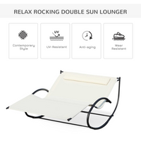 Outsunny Double Hammock Chair Sun Lounger | Outdoor Patio Garden Swing Rock Seat Cream White