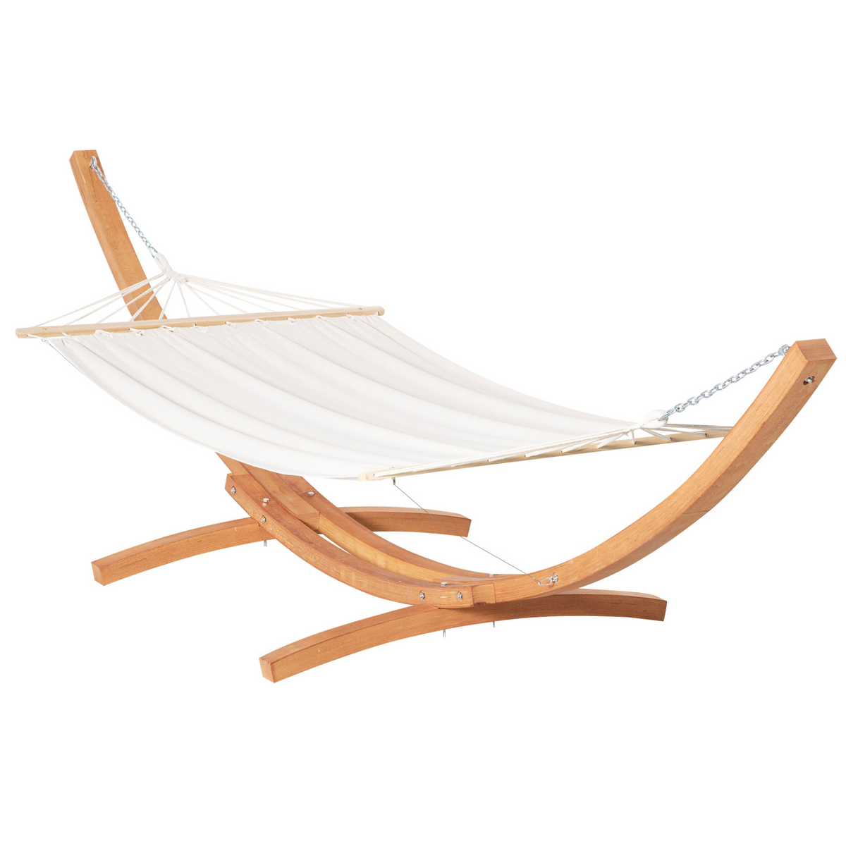 Outsunny Outdoor Garden Hammock with Wooden Stand - Stylish and Weatherproof Swing Bed for Patio White