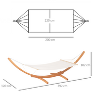 Outsunny Outdoor Garden Hammock with Wooden Stand - Stylish and Weatherproof Swing Bed for Patio White