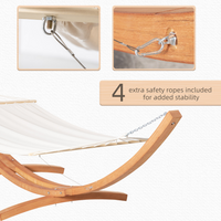 Outsunny Outdoor Garden Hammock with Wooden Stand - Stylish and Weatherproof Swing Bed for Patio White