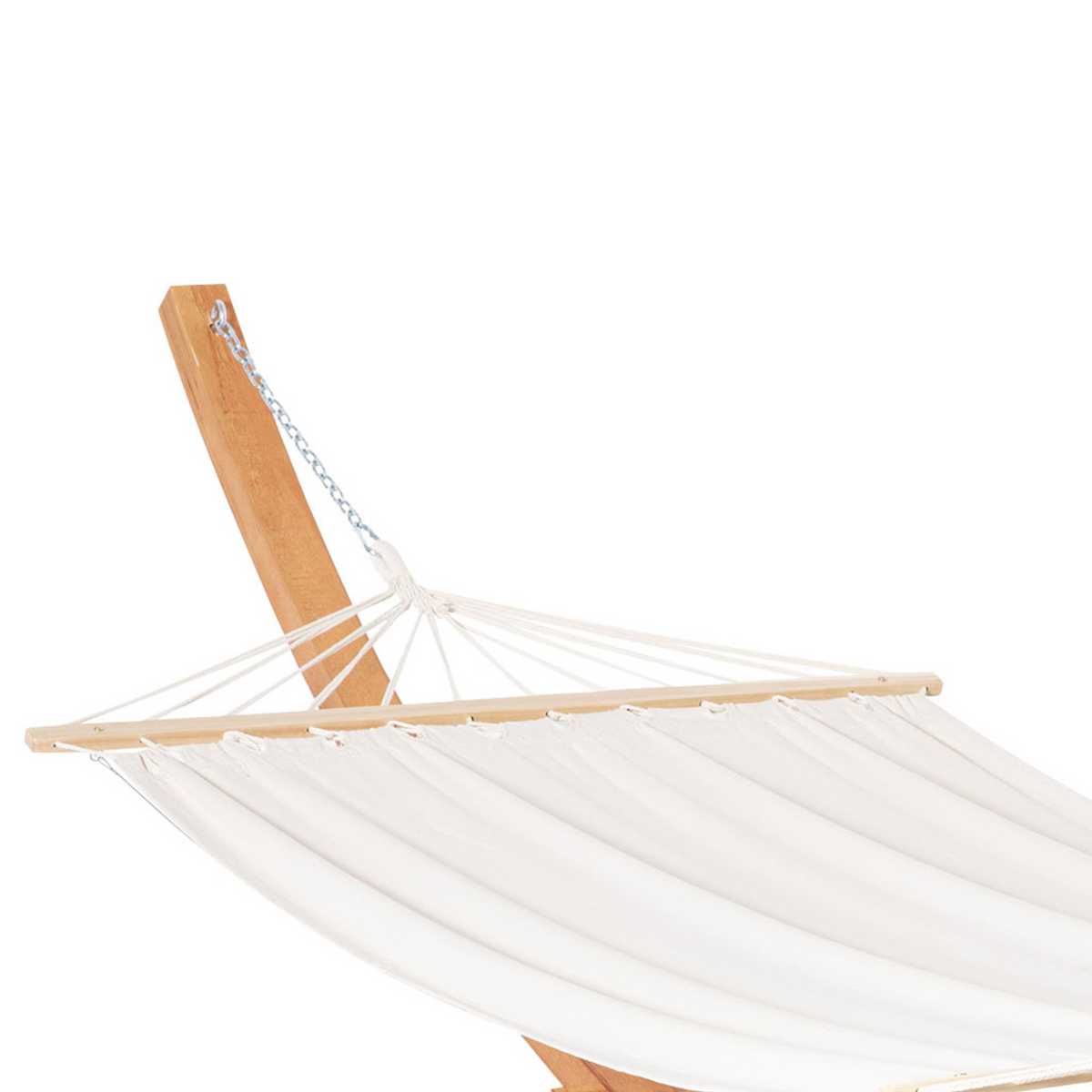 Outsunny Outdoor Garden Hammock with Wooden Stand - Stylish and Weatherproof Swing Bed for Patio White