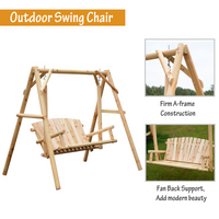 Outsunny Outdoor 2 Seater Swing Chair - Larch Wood Garden Swing Seat Porch Hammock Bench Lounger