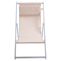 Outsunny Set of 2 Folding Garden Beach Aluminum Frame Deck Chairs - Beige