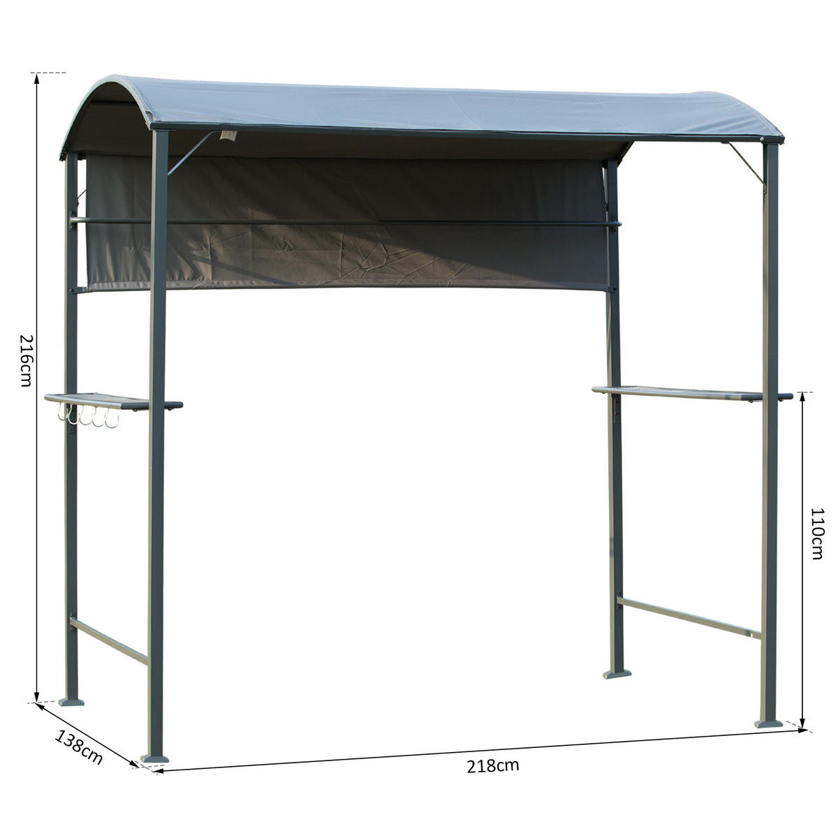 Outsunny 2.2 x 1.4m Outdoor Metal Smoking BBQ Gazebo Tent Marquee Garden Patio BBQ Grill Canopy Shelter with Side Awning