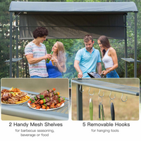 Outsunny 2.2 x 1.4m Outdoor Metal Smoking BBQ Gazebo Tent Marquee Garden Patio BBQ Grill Canopy Shelter with Side Awning