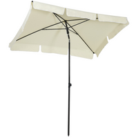 Outsunny Aluminium Sun Parasol Garden Umbrellas Patio Rectangular Tilting Parasol, 2M x 1.25M, Off-White