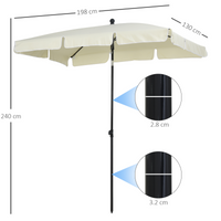 Outsunny Aluminium Sun Parasol Garden Umbrellas Patio Rectangular Tilting Parasol, 2M x 1.25M, Off-White