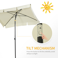 Outsunny Aluminium Sun Parasol Garden Umbrellas Patio Rectangular Tilting Parasol, 2M x 1.25M, Off-White