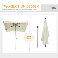 Outsunny Aluminium Sun Parasol Garden Umbrellas Patio Rectangular Tilting Parasol, 2M x 1.25M, Off-White