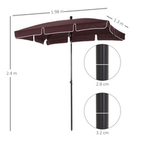 Outsunny Aluminium Sun Parasol Garden Umbrellas Patio Rectangular Tilting Parasol, Brown - Reliable Shade for Your Outdoor Space