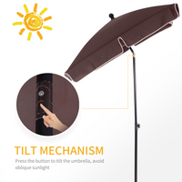 Outsunny Aluminium Sun Parasol Garden Umbrellas Patio Rectangular Tilting Parasol, Brown - Reliable Shade for Your Outdoor Space