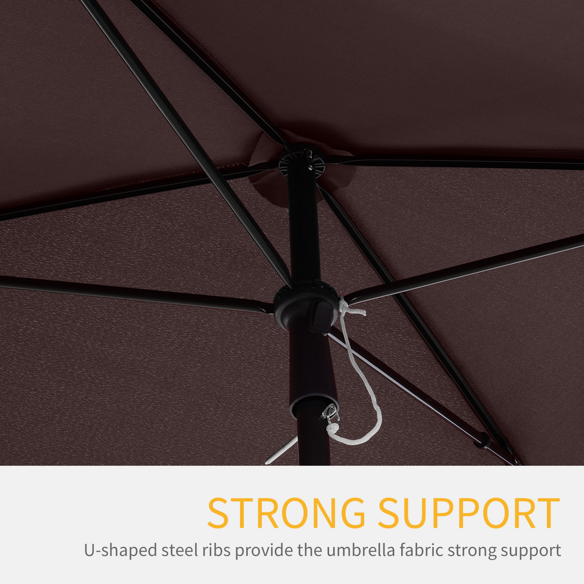 Outsunny Aluminium Sun Parasol Garden Umbrellas Patio Rectangular Tilting Parasol, Brown - Reliable Shade for Your Outdoor Space