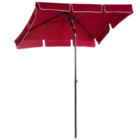 Outsunny Aluminium Sun Parasol Garden Umbrellas Patio Rectangular Tilting Parasol, 2M x 1.25M, Red