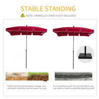 Outsunny Aluminium Sun Parasol Garden Umbrellas Patio Rectangular Tilting Parasol, 2M x 1.25M, Red