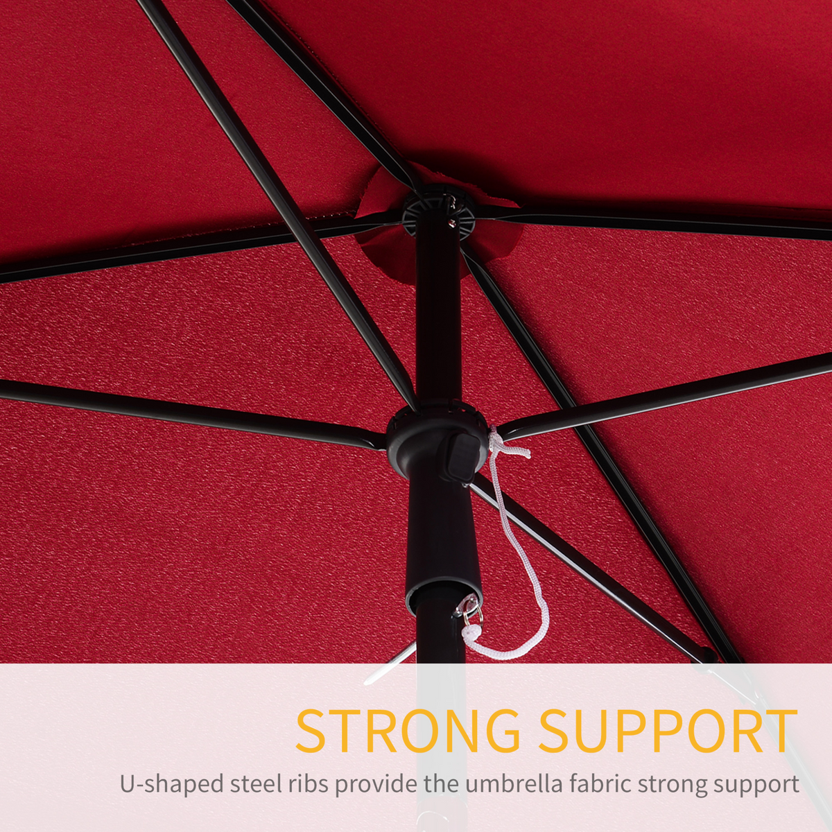 Outsunny Aluminium Sun Parasol Garden Umbrellas Patio Rectangular Tilting Parasol, 2M x 1.25M, Red