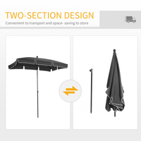 Outsunny Aluminium Sun Parasol Garden Umbrellas Patio Rectangular Tilting Parasol, 2M x 1.25M, Grey