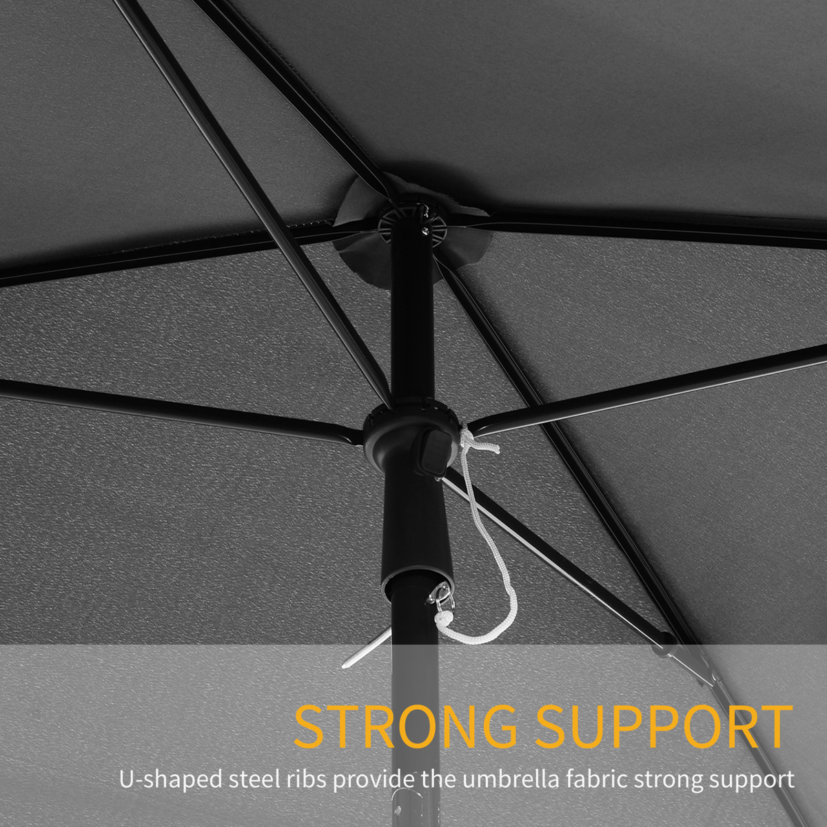 Outsunny Aluminium Sun Parasol Garden Umbrellas Patio Rectangular Tilting Parasol, 2M x 1.25M, Grey