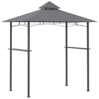 Outsunny 8ft BBQ Gazebo Grill Canopy - Grey | Double-Tier BBQ Tent Shelter