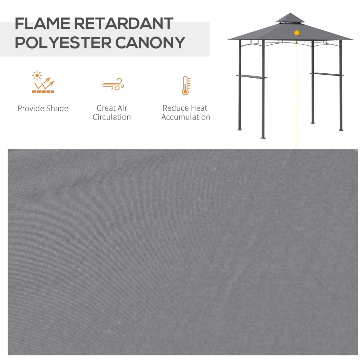 Outsunny 8ft BBQ Gazebo Grill Canopy - Grey | Double-Tier BBQ Tent Shelter