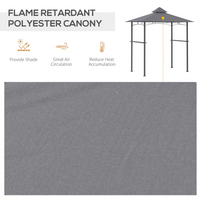 Outsunny 8ft BBQ Gazebo Grill Canopy - Grey | Double-Tier BBQ Tent Shelter