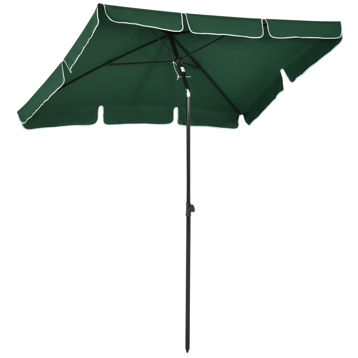 Outsunny Aluminium Sun Parasol Garden Umbrellas Patio Rectangular Tilting Parasol, 2M x 1.25M, Green