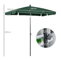 Outsunny Aluminium Sun Parasol Garden Umbrellas Patio Rectangular Tilting Parasol, 2M x 1.25M, Green