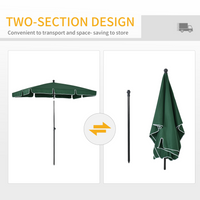 Outsunny Aluminium Sun Parasol Garden Umbrellas Patio Rectangular Tilting Parasol, 2M x 1.25M, Green