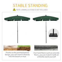 Outsunny Aluminium Sun Parasol Garden Umbrellas Patio Rectangular Tilting Parasol, 2M x 1.25M, Green