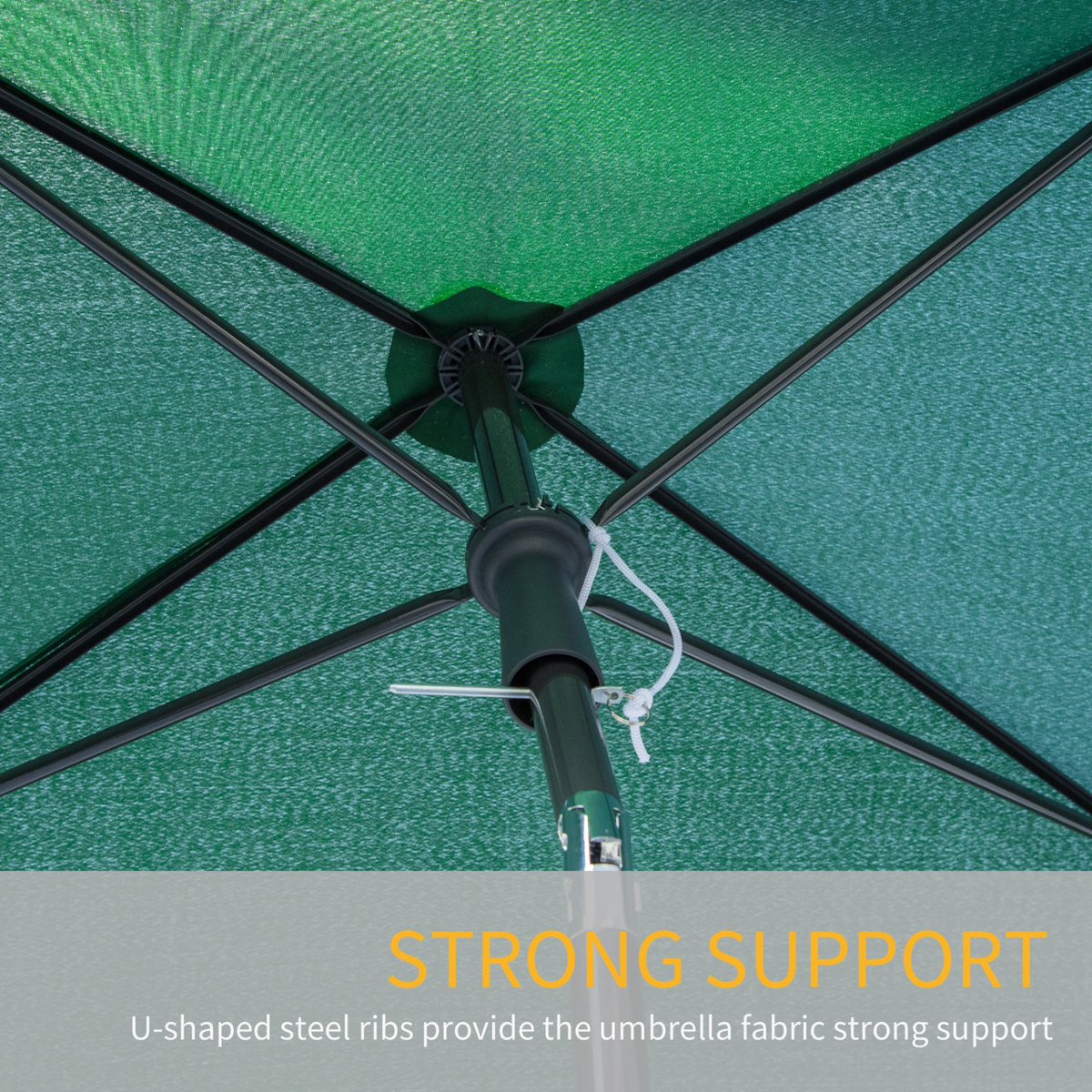 Outsunny Aluminium Sun Parasol Garden Umbrellas Patio Rectangular Tilting Parasol, 2M x 1.25M, Green