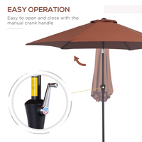 Outsunny 2.7M Tilting Parasol Sun Parasol Outdoor Garden Umbrellas Sun Shade Aluminium Frame with Crank (Coffee)