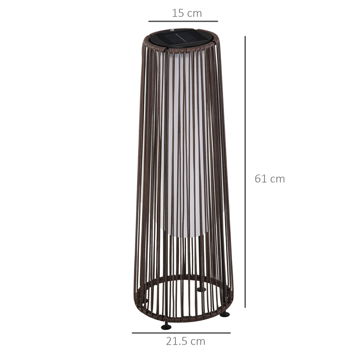 Outsunny Patio Garden PE Rattan Solar Lights - Auto On/Off, Waterproof, Brown