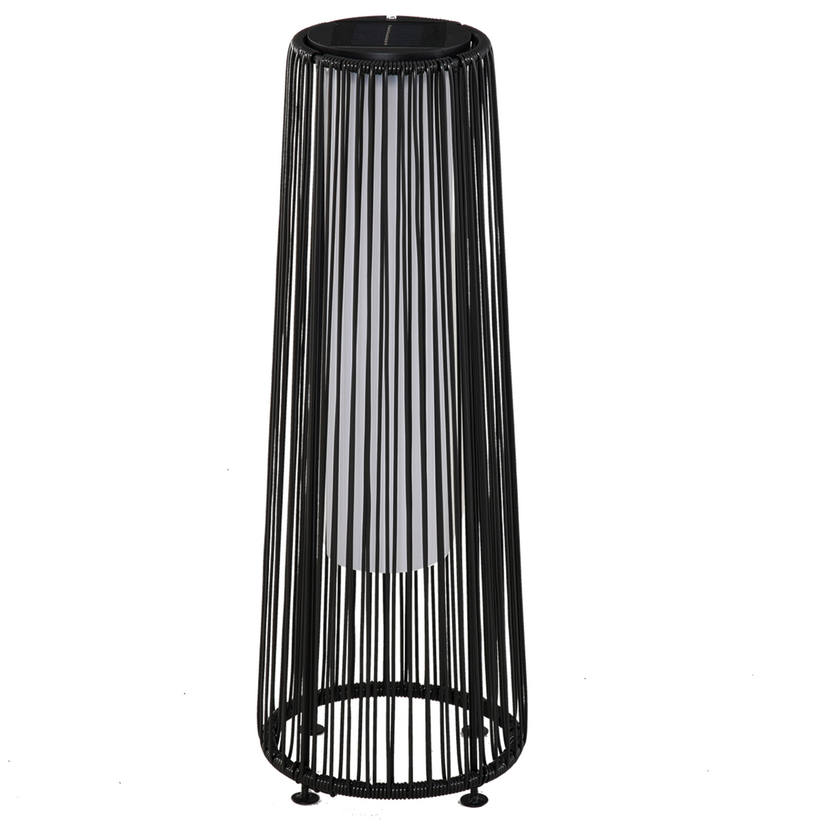 Outsunny Patio Garden PE Rattan Solar Lights | Auto On/Off Solar Powered Lights for Porch, Yard, Lawn | Black